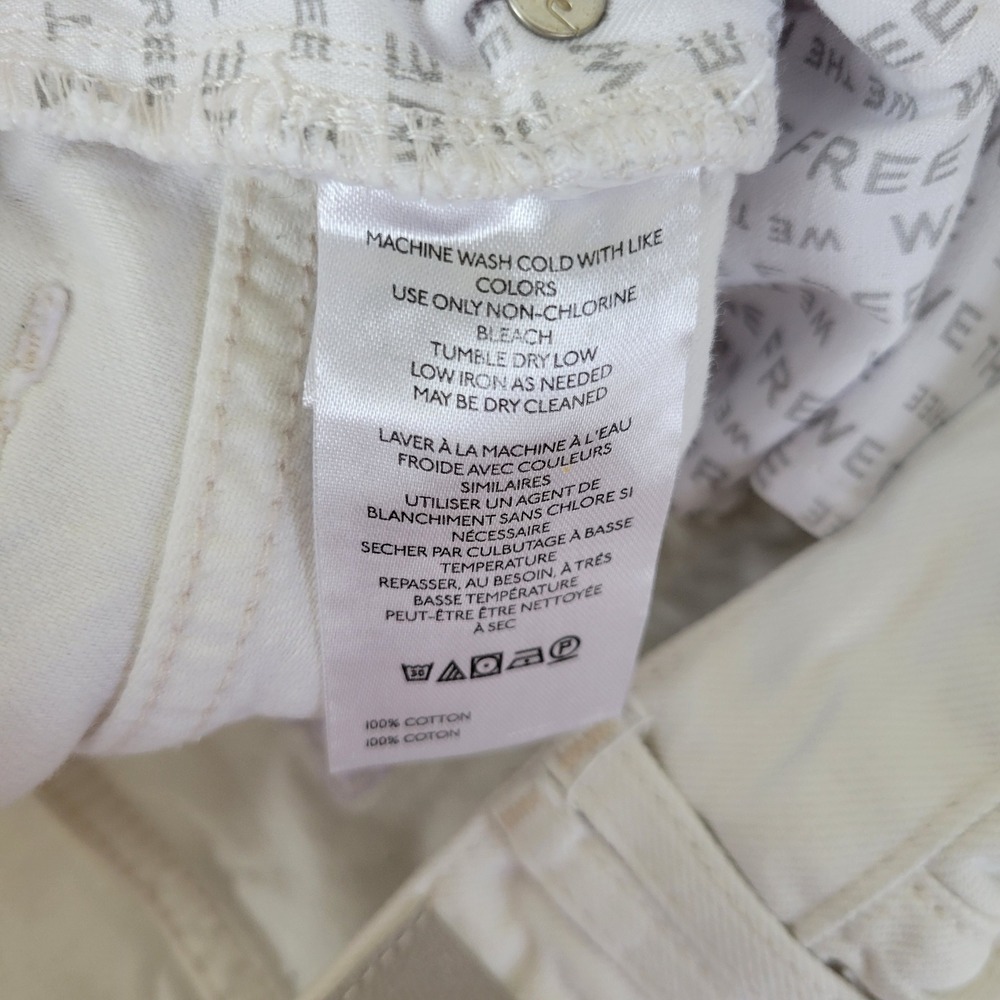 We The Free Free People White Denim High Rise Bermuda Shorts Button Fly Size 29 - Picture 9 of 15